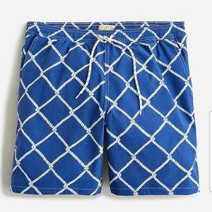 J.Crew 8" stretch swim trunk in rope print NWT